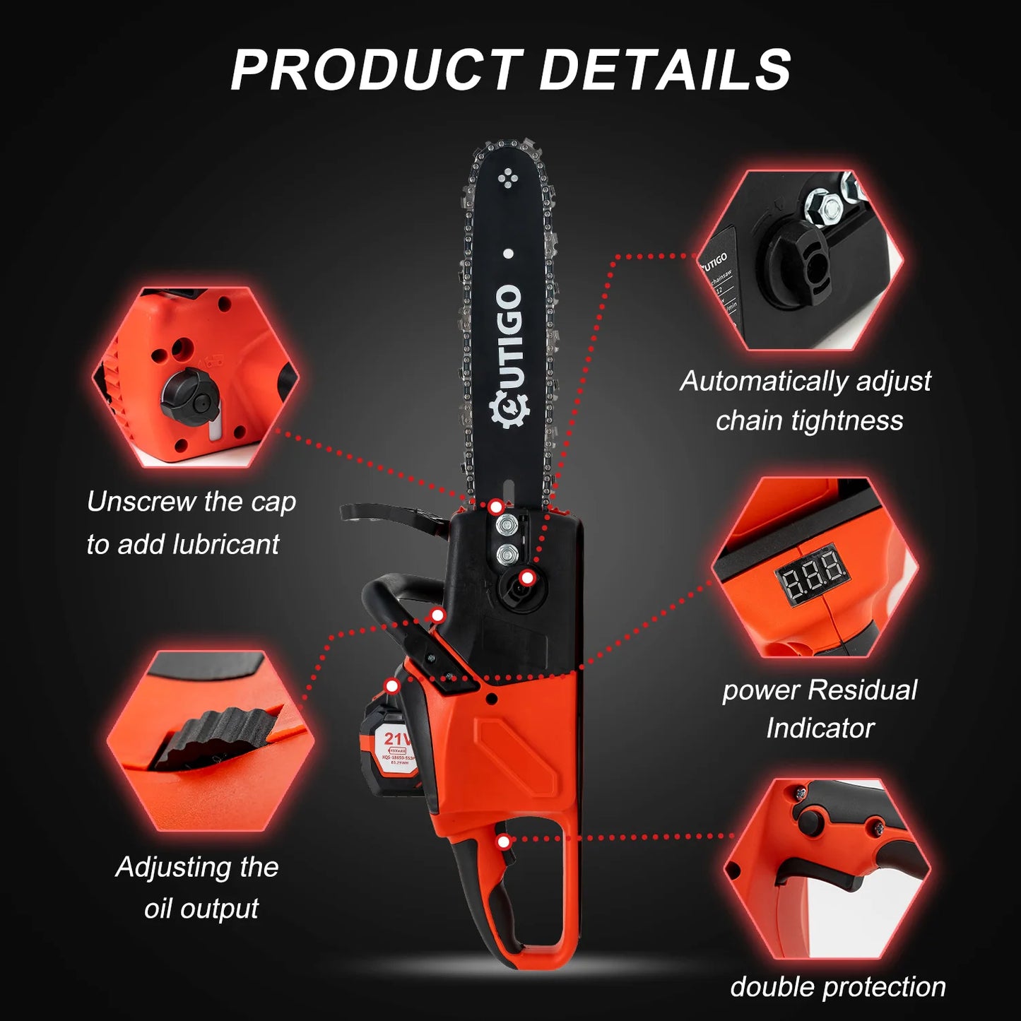 12 Inch Cordless Electric Chainsaw with Brushless Motor