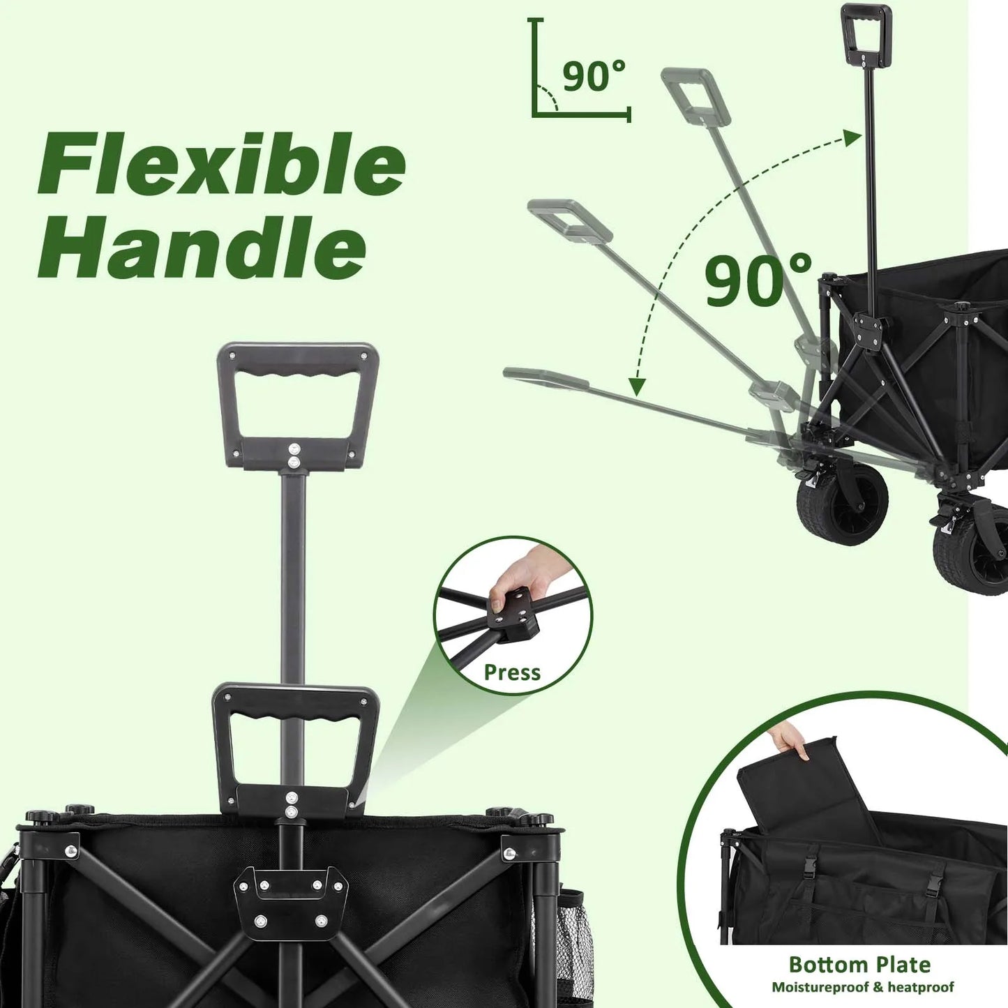 Folding Utility Wagon Cart with Wheels