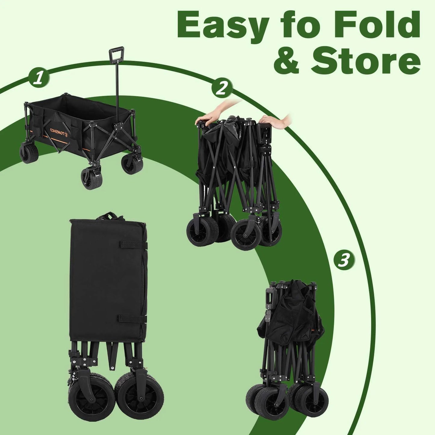 Folding Utility Wagon Cart with Wheels