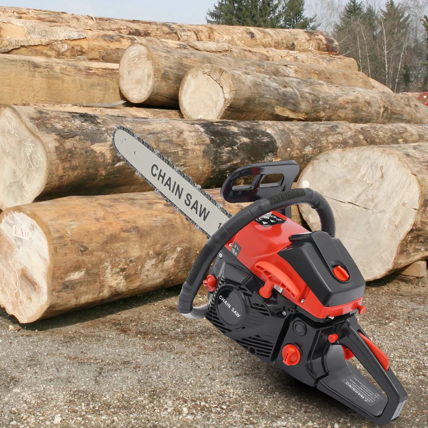 58cc Gas Chainsaw with 18 Inch Guide Bar and Safety Features