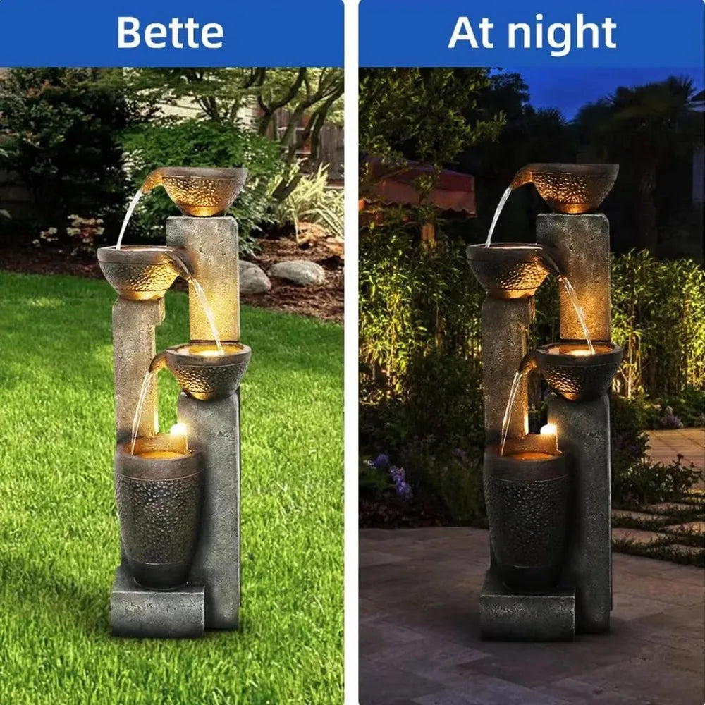 40 Inch Tall 4 Tier Outdoor Garden Water Fountain Resin