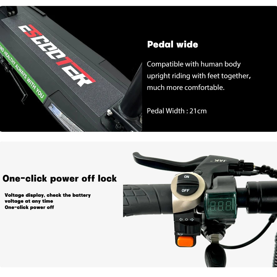 800W Foldable Electric Scooter with LED Lights and LCD Display