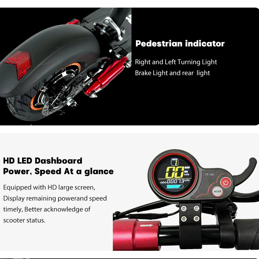 800W Foldable Electric Scooter with LED Lights and LCD Display