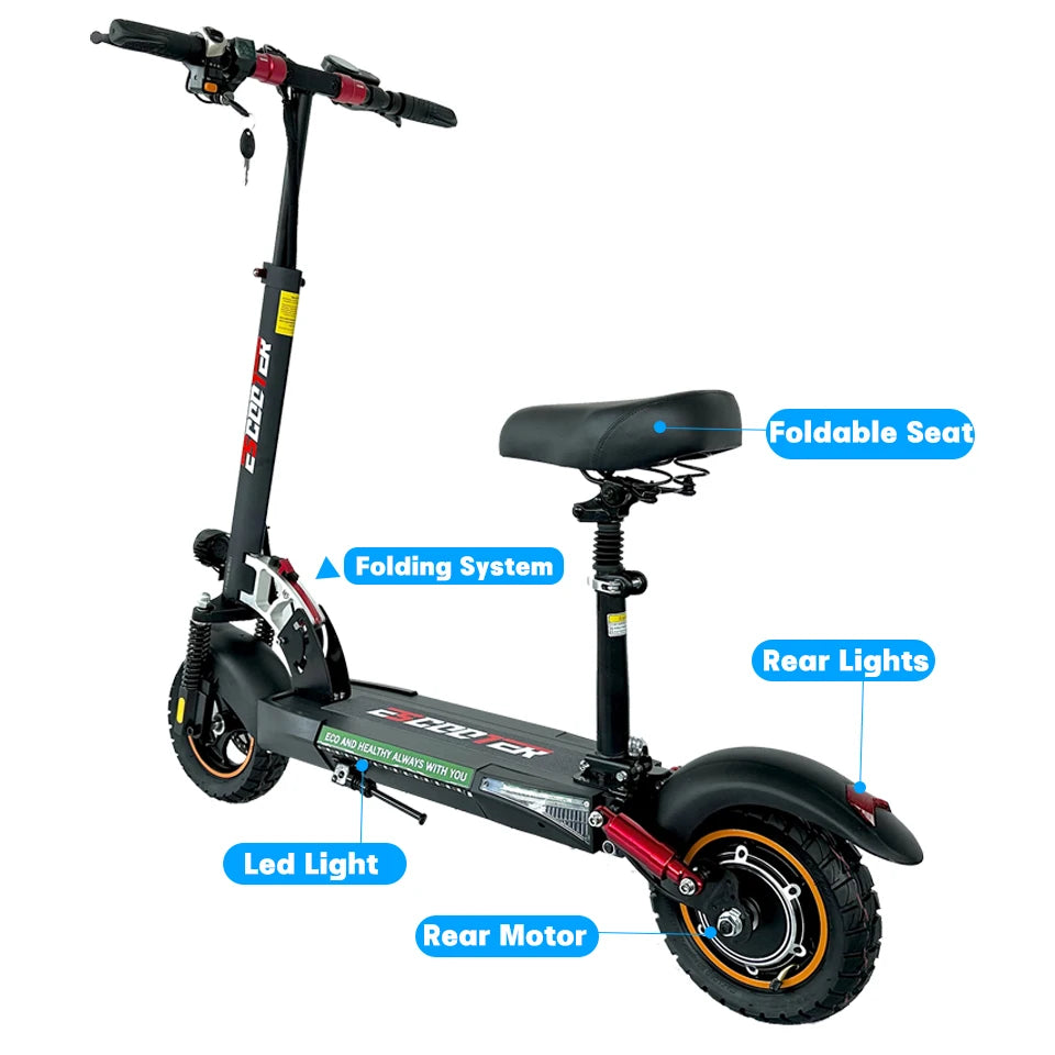 800W Foldable Electric Scooter with LED Lights and LCD Display