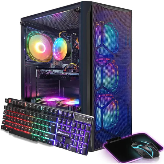 High Performance Gaming Desktop PC with RX 580 and RGB Fans