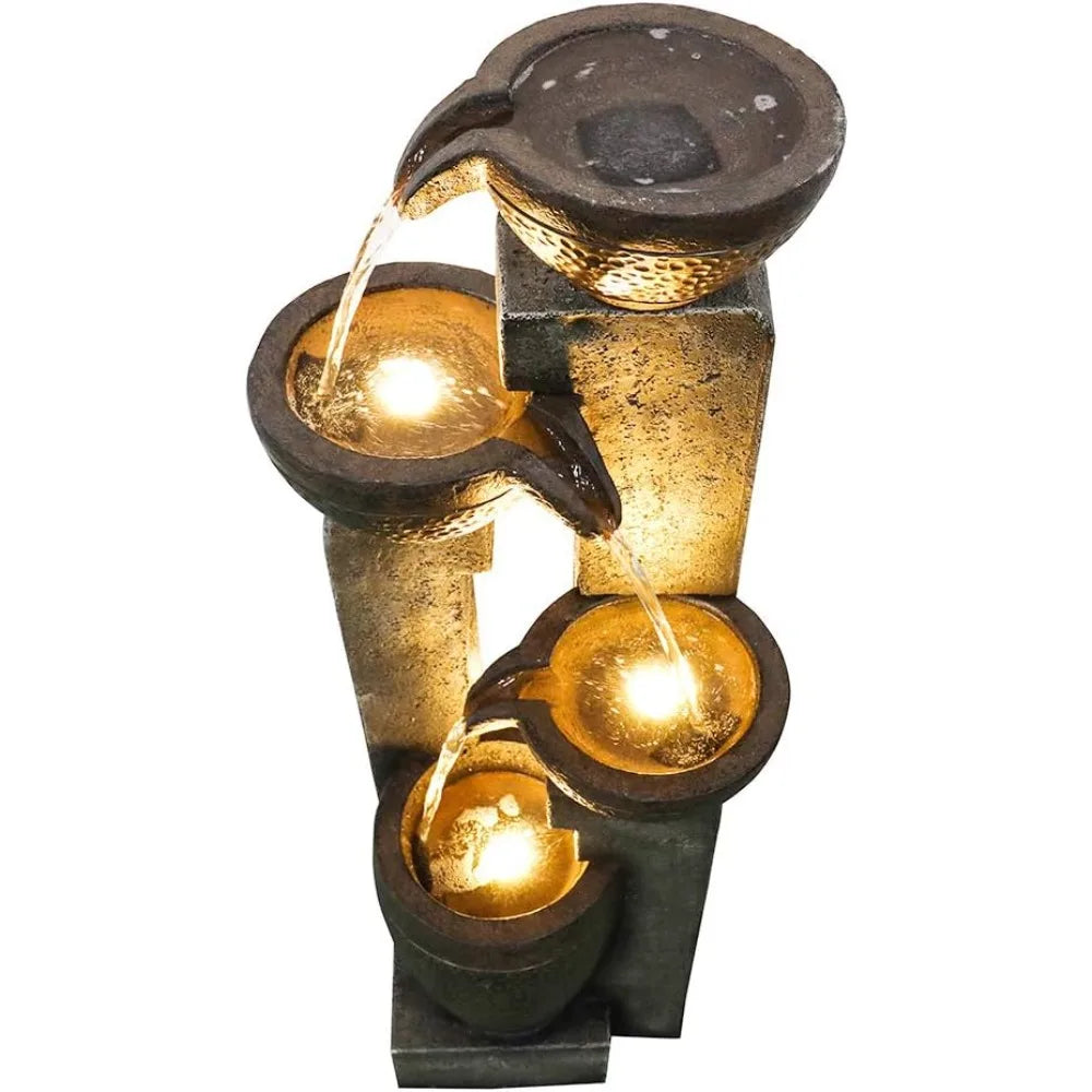 40 Inch Tall 4 Tier Outdoor Garden Water Fountain Resin